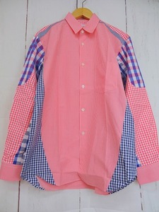 COMME des GARCONS SHIRT コムデギャルソン シャツ チェック切替シャツ ピンク XS S21052