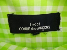 tricot COMME des GARCONS トリコ コムデギャルソン 長袖丸襟チェックシャツ グリーン M タグ消_画像5