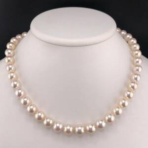 E01-5582 大玉☆アコヤパールネックレス 9.5mm~10.0mm 42cm 57g ( アコヤ真珠 Pearl necklace SILVER )