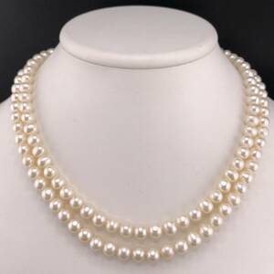 E02-0686 ロングパールネックレス 7.0mm~7.5mm 90cm 75g ( Pearl necklace SILVER )