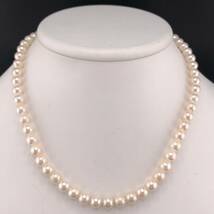 E02-1879 アコヤパールネックレス 6.5mm~7.0mm 41cm 30g ( アコヤ真珠 Pearl necklace SILVER )_画像1