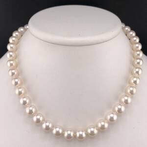 E02-1765 アコヤパールネックレス 9.0mm~9.5mm 40cm 49g ( アコヤ真珠 Pearl necklace SILVER )