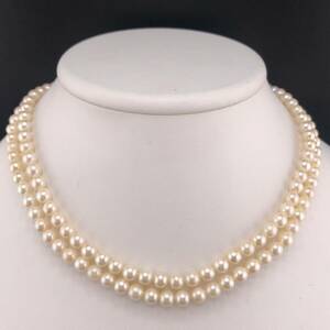 E02-2977☆アコヤロングパールネックレス 5.0mm~5.5mm 約82cm 42g ( アコヤ真珠 ロング Pearl necklace SILVER )