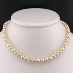 E02-4509☆アコヤパールネックレス 6.0mm~6.5mm 37cm 22g ( アコヤ真珠 Pearl necklace SILVER )