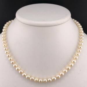 E02-3559 アコヤパールネックレス 6.0mm~6.5mm 41cm 28g ( アコヤ真珠 Pearl necklace SILVER )