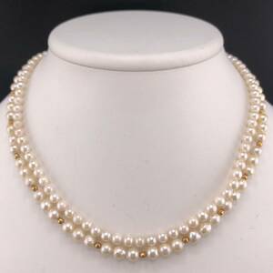 P02-0098 2点SET☆パールネックレス 4.5mm~5.5mm 40cm 41cm 16g ( Pearl necklace SILVER accessory )