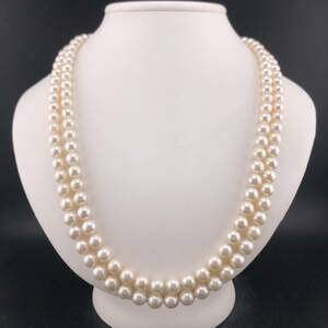 P02-0095☆ ロングアコヤパールネックレス 8.0mm~8.5mm 120cm 122g ( アコヤ真珠 ロング Pearl necklace SILVER )