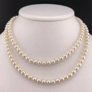 E02-5634 ☆アコヤロングパールネックレス 6.0mm~6.5mm 約82cm 50g ( アコヤ真珠 Pearl necklace SILVER )