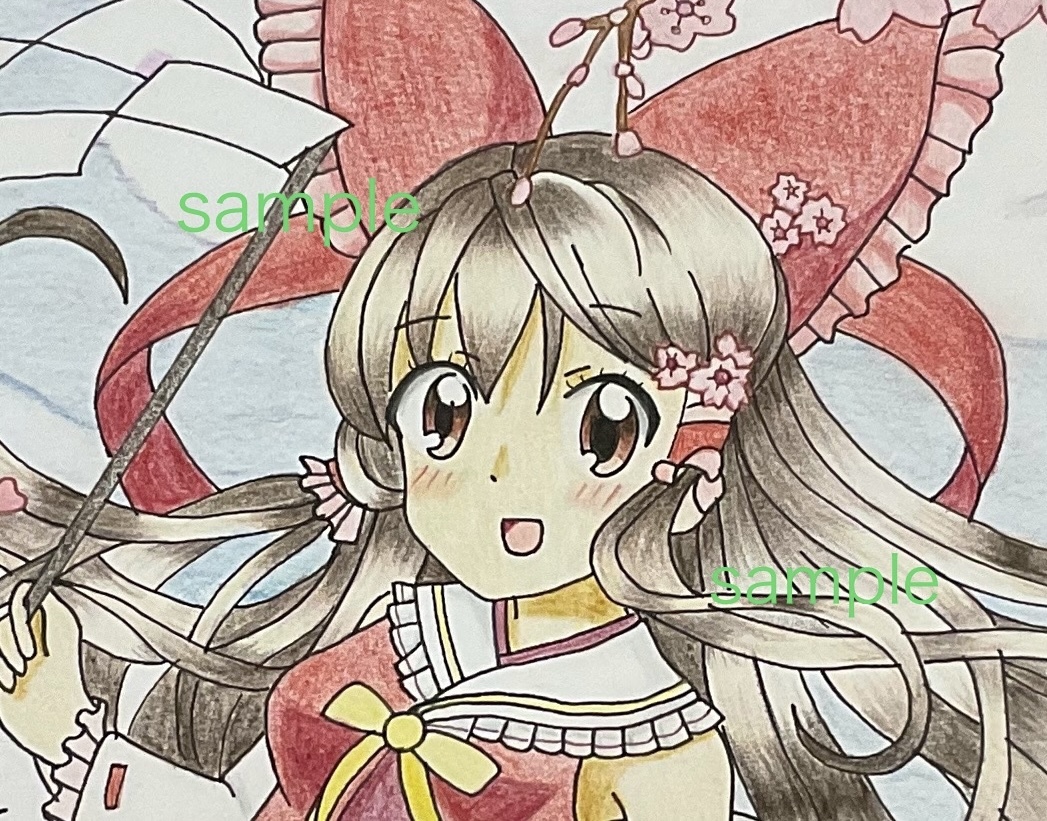 [رسم توضيحي مرسوم باليد] مشروع Touhou Hakurei Reimu, كاريكاتير, سلع الانمي, رسم توضيحي مرسومة باليد