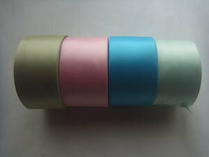【新品即決】シルク両面サテンリボンテープ4色4反セット・S-2　装飾・付属品・アパレル資材