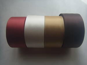 【新品即決】シルク両面サテンリボンテープ4色4反セット・S-3　装飾・付属品・アパレル資材