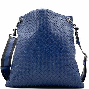 1円～【極美品】BOTTEGA VENETA ボッテガヴェネタ ショルダーバッグ ビジネスバッグ ワンショルダー イントレチャート ブルー 青 メンズの画像1