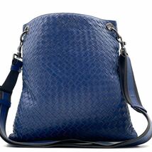 1円～【極美品】BOTTEGA VENETA ボッテガヴェネタ ショルダーバッグ ビジネスバッグ ワンショルダー イントレチャート ブルー 青 メンズ_画像3