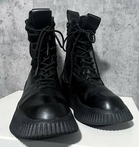 美品 20SS定価80300円 JULIUS ユリウス 希少 レザー コンバット ブーツ 黒 3 / 27 28 rickowens drkshdw Yohji Yamamoto Y-3 GUIDI HYDE着