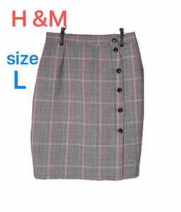 美品　H &M チェック柄セミタイトスカート size L