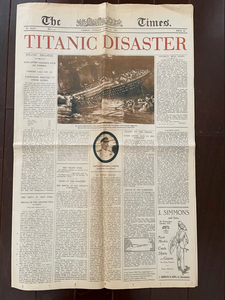 イギリス The Times タイムズ 新聞 1912年4月16日 タイタニック号 沈没 Titanic Disaster 復刻版 英国 記事 歴史 明治 当時物 貴重 資料