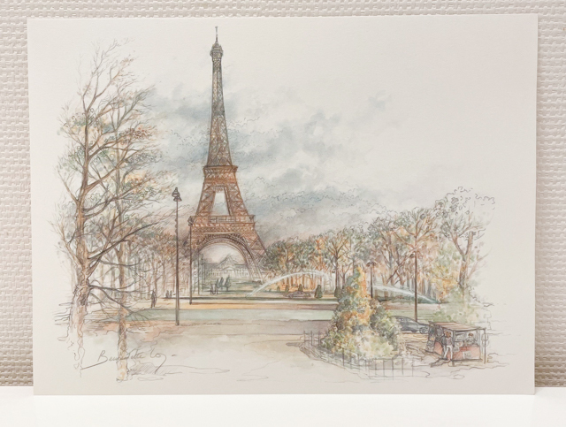 比利时画家Bernadette Vos水彩画水彩法国巴黎埃菲尔铁塔公园城市景观风景画西洋画素描室内艺术, 绘画, 水彩, 自然, 山水画