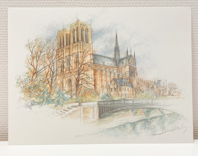 Belgische Malerin Bernadette Vos Aquarellmalerei Aquarell Frankreich Paris Kathedrale Notre Dame Straßenbild Landschaftsmalerei Westernmalerei Skizze Innenarchitektur, Malerei, Aquarell, Natur, Landschaftsmalerei