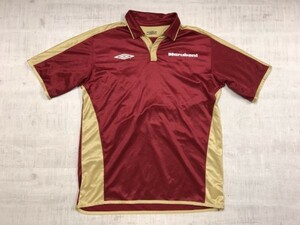 アンブロ UMBRO マルベニ Marubeni 劇団-1 スキッパー半袖ポロシャツ メンズ スポーツ ユニフォーム M エンジ