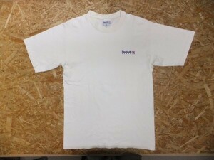 Reebok classic リーボック USA製 スポーツ ワンポイント ロゴ刺繍 シンプル ヘビーウェイト 半袖Tシャツ クリーム メンズ サイズM