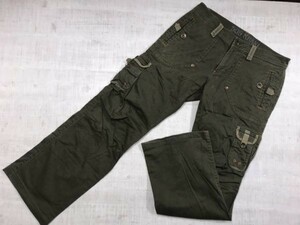 エドウィン EDWIN 505 KHAKI アメカジ Y2K 00s ワーク 古着 ヘリンボーン ブーツカット カーゴパンツ ボトムス メンズ 2 カーキ