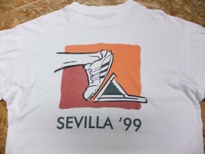 90s オールド古着 adidas アディダス メンズ スペイン セビリア IAAF 1999年 世界陸上競技選手権大会 Tシャツ 白 M メンズ