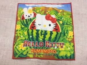 新品未使用 ハローキティ HELLO KITTY × 熊本 SANRIO サンリオ スイカ ご当地 お土産 スーベニア ハンカチ 綿100% 日本製