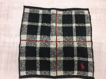 ラルフローレン Ralph Lauren トラッド クラシック チェック ロゴ刺繍 タオルハンカチ パイル 男女兼用 コットン100% 黒白_画像1