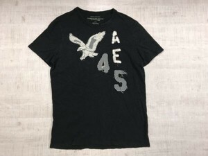 アメリカンイーグルアウトフィッターズ AMERICAN EAGLE OUTFITTERS ロゴ刺繍 ワッペン アメカジ 半袖Tシャツ メンズ L 黒