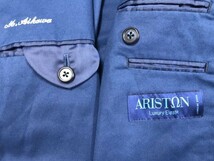 イタリア製生地 アリストン ARISTON使用 アンコン チノ テーラード ジャケット オーダー 日本製 2つボタン ノーベント メンズ 青_画像2