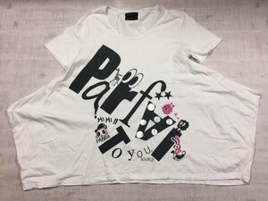 KMK KINGLY MASK キャラクター ヴィジュアル系 病みカワ 原宿 ワンピース トップス 半袖Tシャツ カットソー レディース F 白