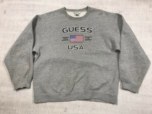 ゲス GUESS JEANS オールド レトロ ストリート アメカジ 90s 古着 裏毛 スウェット トレーナー メンズ M グレー