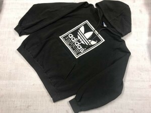 カナダ製 アディダス adidas オールド レトロ 90s 古着 トレフォイル プルオーバー スウェット パーカー メンズ L 黒