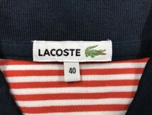 ラコステ LACOSTE 日本製 半袖ポロシャツ レディース ボーダー バイカラー 配色切替 ロゴ刺繍 オールド 40 オレンジ_画像2