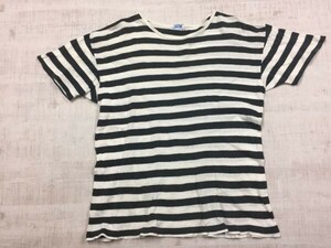 カスタム CUSTOM ボーダー ストリート パンク オールド レトロ 古着 半袖Tシャツ カットソー メンズ 黒/白