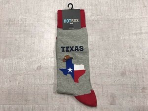新品 HOT SOX ホットソックス アメカジ ストリート TEXAS テキサス 星条旗モチーフ 靴下 メンズ 6-12 ライトグレー/赤