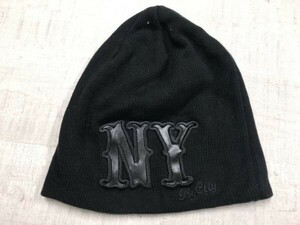 ヒデトレーディング NY ニューヨーク ネオ兄系 フェアリーグランジ ニットキャップ ビーニー メンズ 刺繍 綿100% 黒