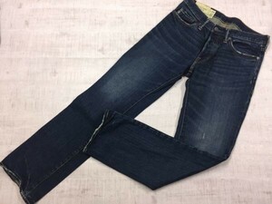 アバクロンビー＆フィッチ Abercrombie&Fitch ストレート USEDウォッシュ デニムパンツ ジーンズ ボトムス メンズ ジップフライ 33 紺