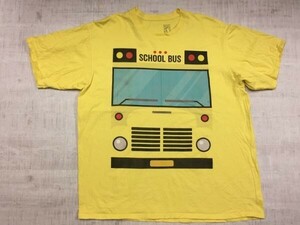 レトロ オールド アメカジ SCHOOL BUS スクールバス かわいい ビッグプリント 半袖Tシャツ メンズ オーバーシルエット 黄色