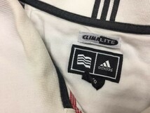 アディダス adidas スポーツ レトロ ボーダー 比翼 半袖ポロシャツ メンズ CLIMALITE コットン混合 L 白赤黒_画像2