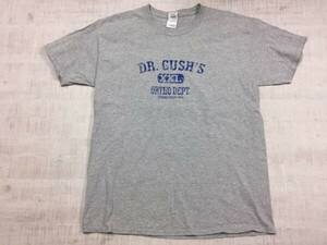 ギルダン GILDAN製 アメカジ Dr. Cush's カレッジ ストリート 半袖Tシャツ カットソー メンズ L グレー