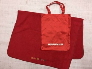 ミキハウス MIKI HOUSE レトロ キュート レジャー 旅行 お出かけ トートバックケース付き フリース ブランケット ひざ掛け 赤