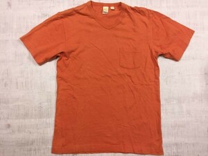 バーンズ Barns アメカジ 老舗 スポーツ 胸ポケット Vネック ポケT 半袖Tシャツ メンズ 日本製 コットン100% 1 オレンジ