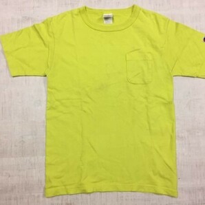 レアカラー USA製 チャンピオン Champion T1011 アメカジ ヘビーウェイト 胸ポケット ポケT 半袖Tシャツ メンズ S 黄緑の画像1