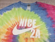 GILDAN ギルダン製 NICE タイダイ染め サイケデリック サーフ パロディー おもしろ クラスT クラT 半袖Tシャツ メンズ L_画像2