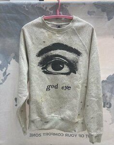 SAINT MICHAEL 21SS god eye ダメージ加工 スウェット M セントマイケル トレーナー 中古 ■ ホワイト ■ サイズ M JD1