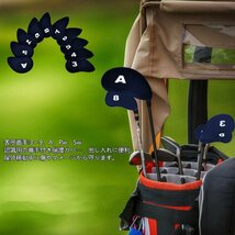 送料無料★YFFSFDC ゴルフアイアンカバー ヘッドカバー 10枚入り（3～9、A、Pw、Sw）番号 保護カバー (ブルー)_画像5