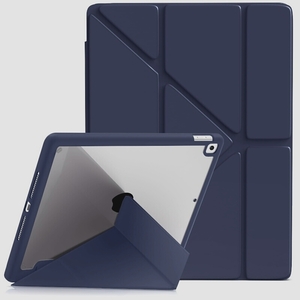 送料無料★Lsmmpoba iPad 9世代ケース 10.2インチ 第9/8/7世代 ケース 透明バックカバー(ネイビーブルー)