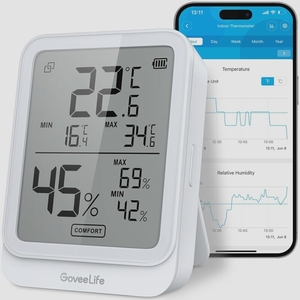 送料無料★GoveeLife 温湿度計 デジタル Bluetooth スマホで温度湿度管理 大画面 LCD コンパクト (白)