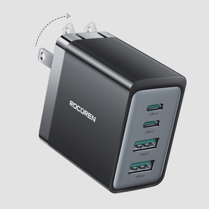 送料無料★Rocoren USB C充電器 45W 4ポート（USB-C*2+USB-A*2）タイプc 急速充電器 折畳式プラグ